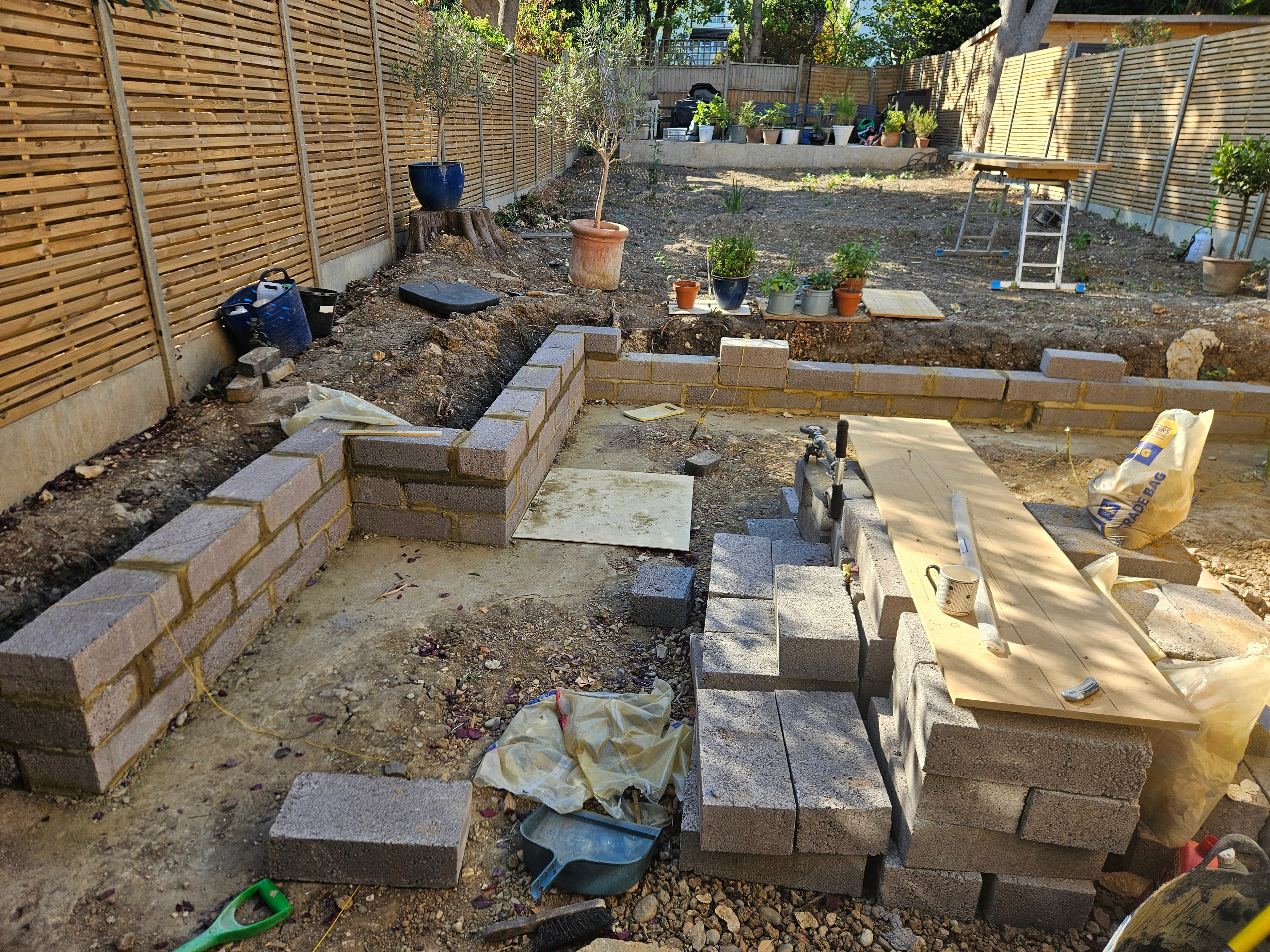 End of day, walls taking shape